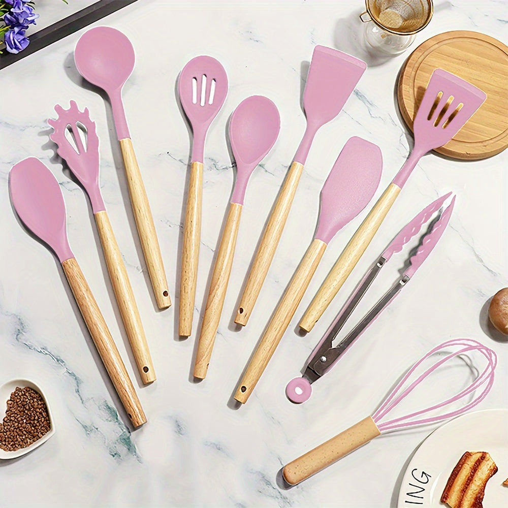 Silicone Kitchen Utensil Set 10 Pieces Heat Resistant Nonstick Cooking Tools