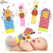 Baby Socks Set for Infants with Rattles and Foot Finder Toys, Breathable Fabric, Elastic Cuffs