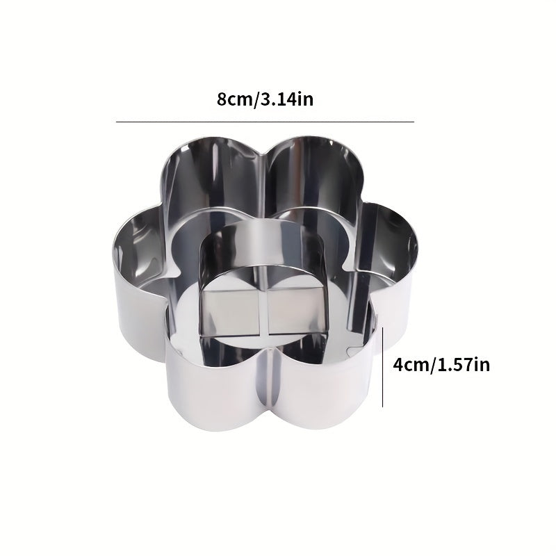 Stainless Steel Cake Mold Set with Push Plate Circular Heart Flower Shapes for Cheesecakes Pastries Cookies