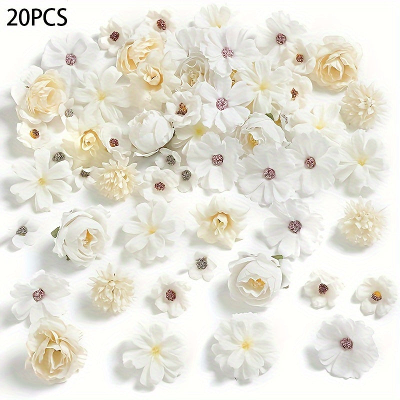 Silk Flower Heads 20 Daisy and Rose for DIY Wedding Party Holiday Decorations