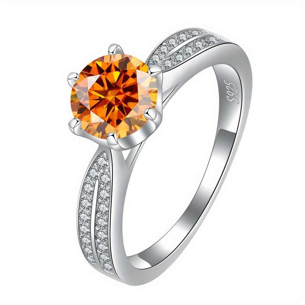 925 Sterling Silver dan tayyorlangan Moissanite bilan Qirolicha uzuk, Ayollar uchun to'y, niqoh yoki va'da uchun