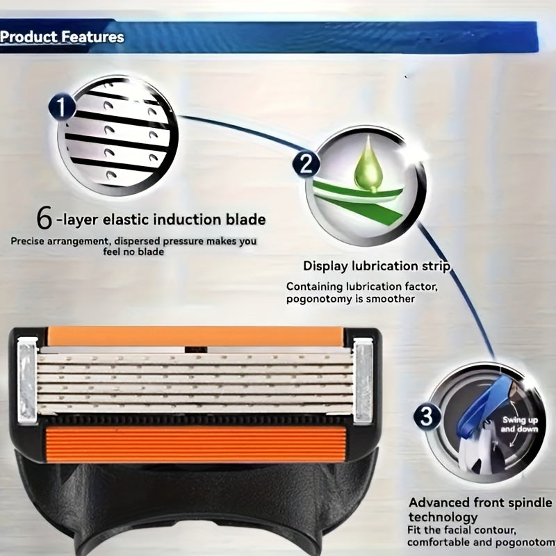 Men's Disposable Razor Set with 24 Blades, Refillable Metal Blades, Easy to Use