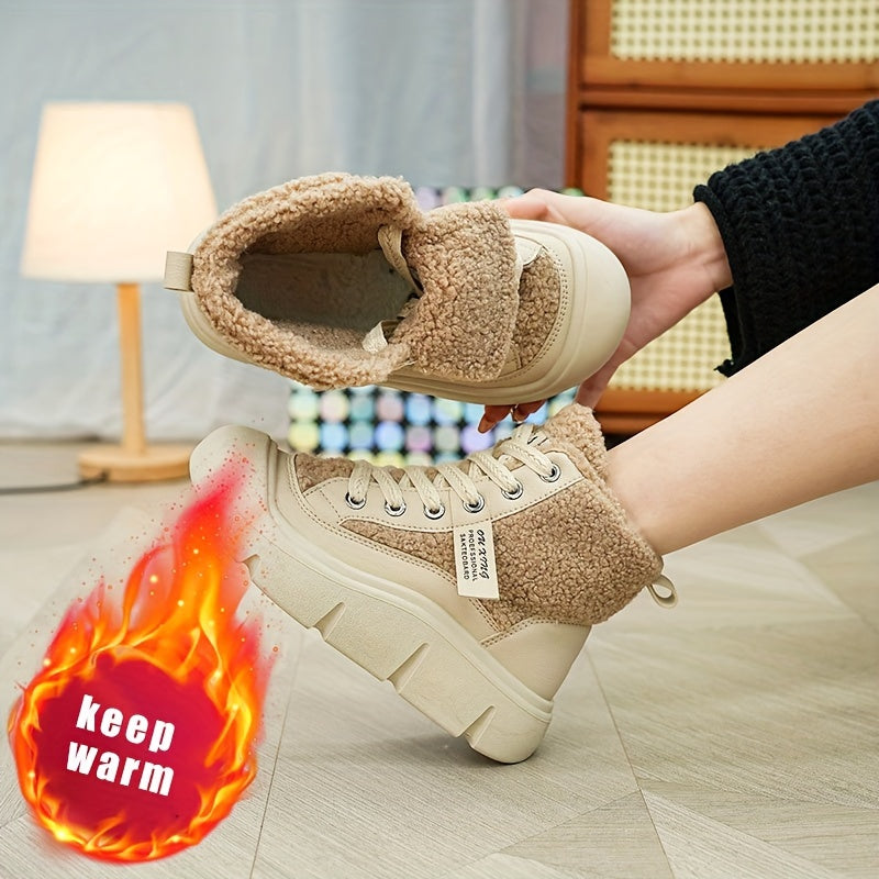 Women's Plush Thick Warm High-Top Winter Snow Boots With Adjustable Strap