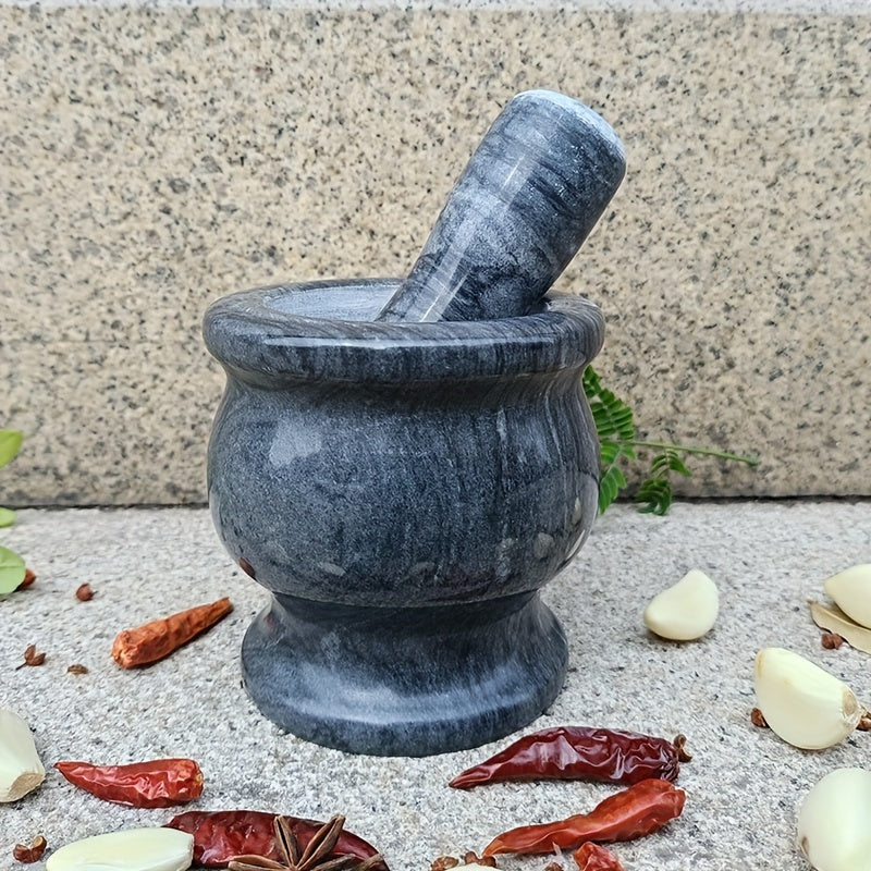 Handcrafted Marble Mortar and Pestle Set for Spices and Grains in Kitchen