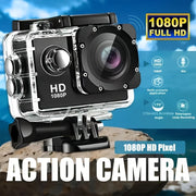1080P HD Action Camera with 140° Wide-Angle Lens Digital Stabilization Fisheye LCD Screen