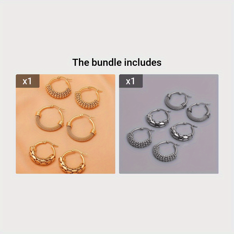 Women’s Stainless Steel Earrings with Gold Hollow Circle Design Stylish European American Style