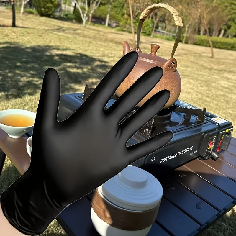 Guantes desechables de nitrilo negros, impermeables, para limpieza doméstica