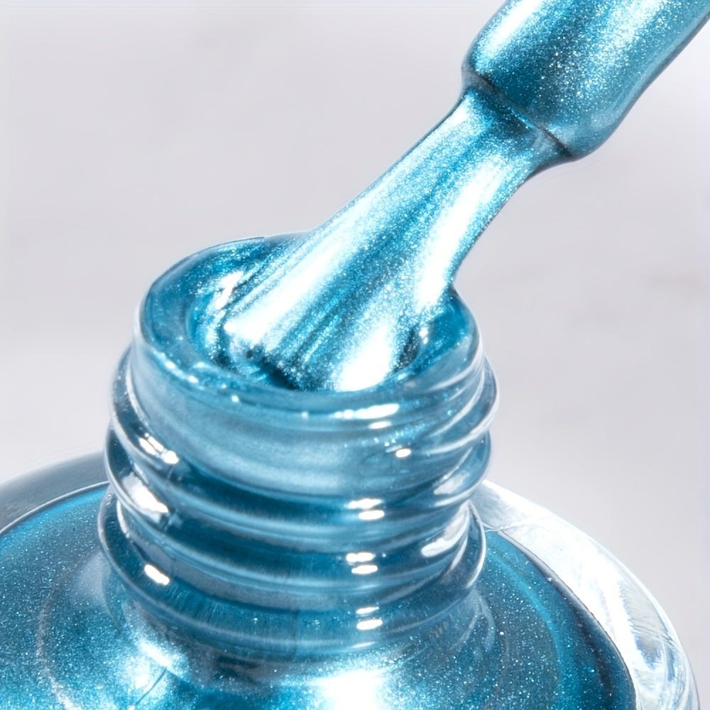 Blue Mirror Finish Metal Nail Polish for Long-Lasting Quick-Dry Manicure
