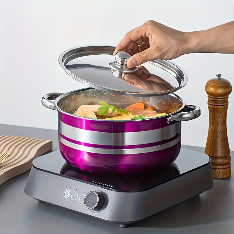 Juego de utensilios de cocina de acero inoxidable de 9 piezas con tapas y cuchara para acampar en casa