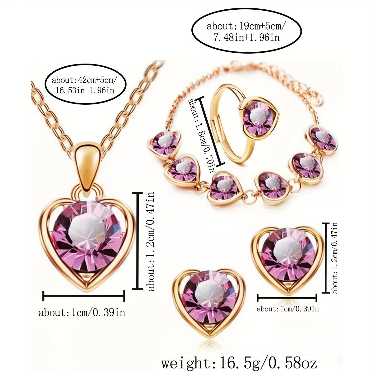 Ayollar modasi soati va zargarlik buyumlari to'plami, 6 dona, yurak rhinestone, yulduzli pentagram, sun'iy charm, sovg'a