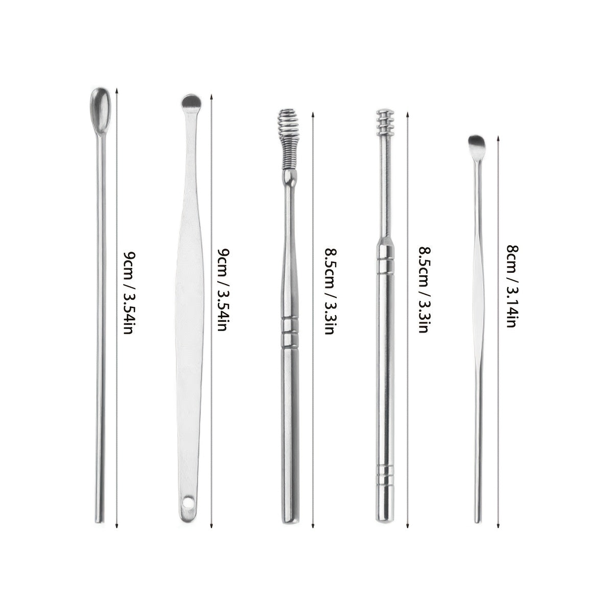 Stainless Steel Ear Cleaning Kit with Rotating Stick and Storage Bag for Home Travel