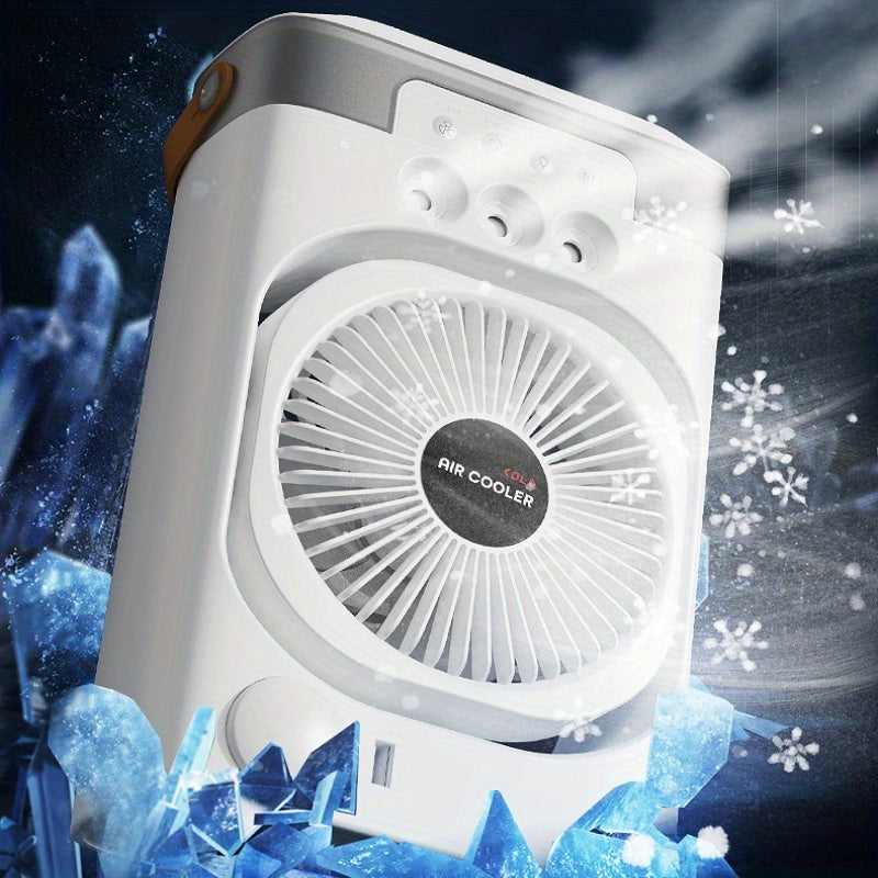 3-in-1 Shamol Sovutgichli Portativ Havo Sovutgich, Katta Tank, Rangli Kechki Chiroq - USB bilan Qayta To'ldiriladigan, Energiya Tejovchi Evaporativ Sovutgich Yotoqxona, Uy Ofisi va Kichik Xonalar uchun