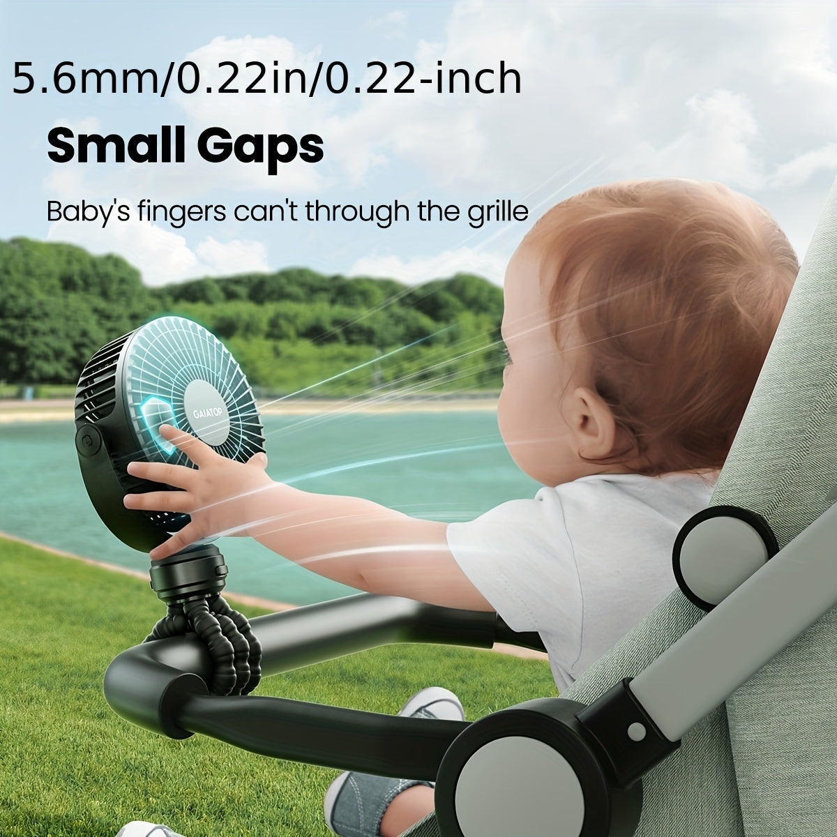 Rechargeable Portable Clip-On Fan with 3 Speed Settings, 360° Rotation for Stroller or Desk Use