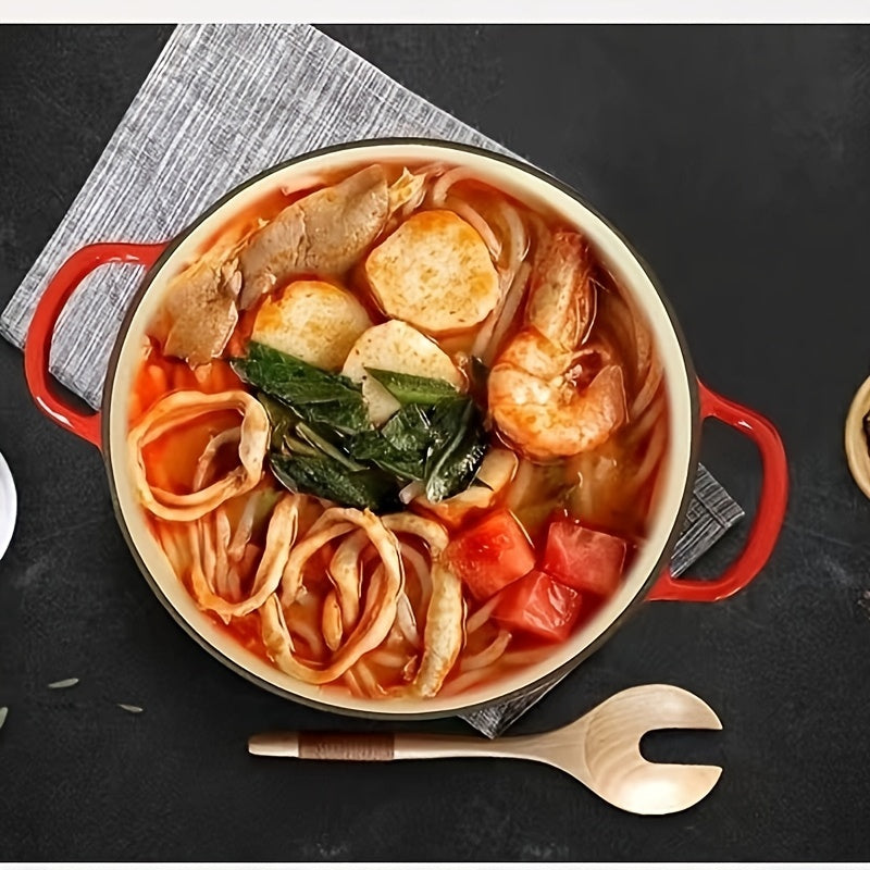 Durable Enamel Cast Iron Pan for Seafood Hot Pot Non-Stick Cookware