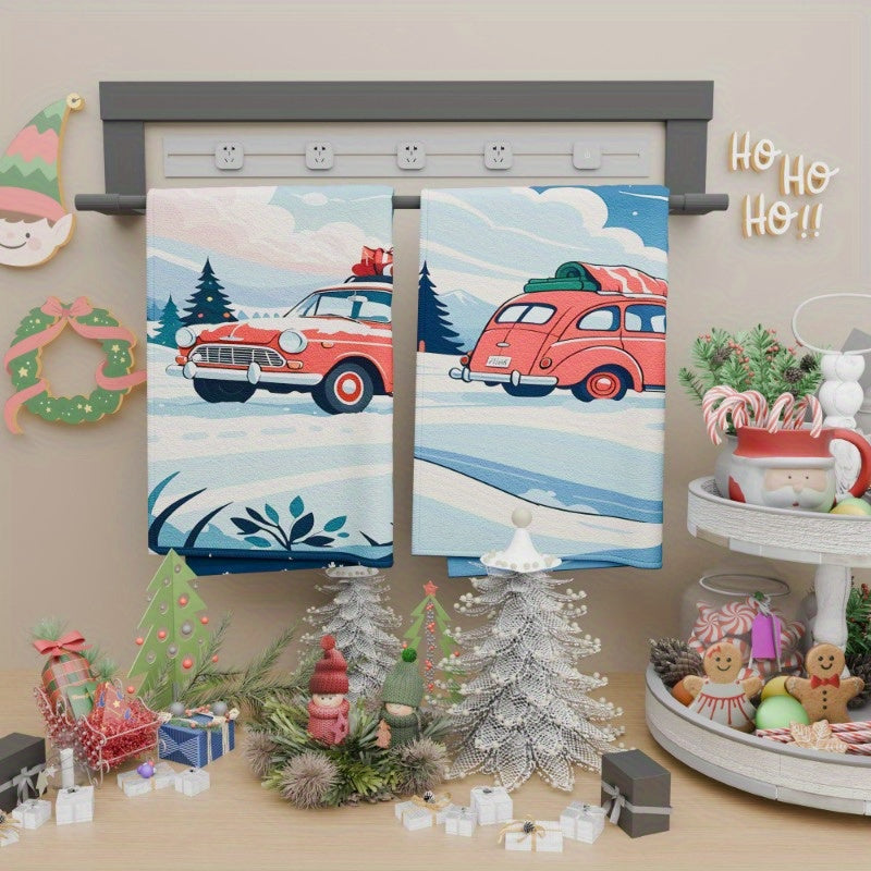 Christmas Wintertime Kitchen Towel Set 2 Cozy Snowflake Tea Towels 18x26