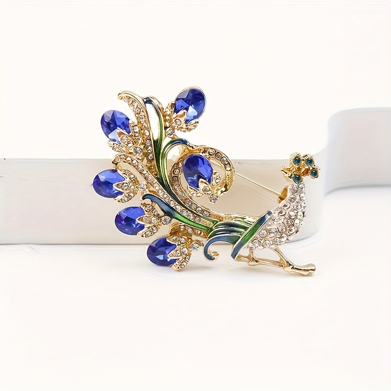 Роскошная брошка в виде павлина с стразами, имеющая яркий открытый дизайн, идеально подходит для женских пальто и кардиганов.