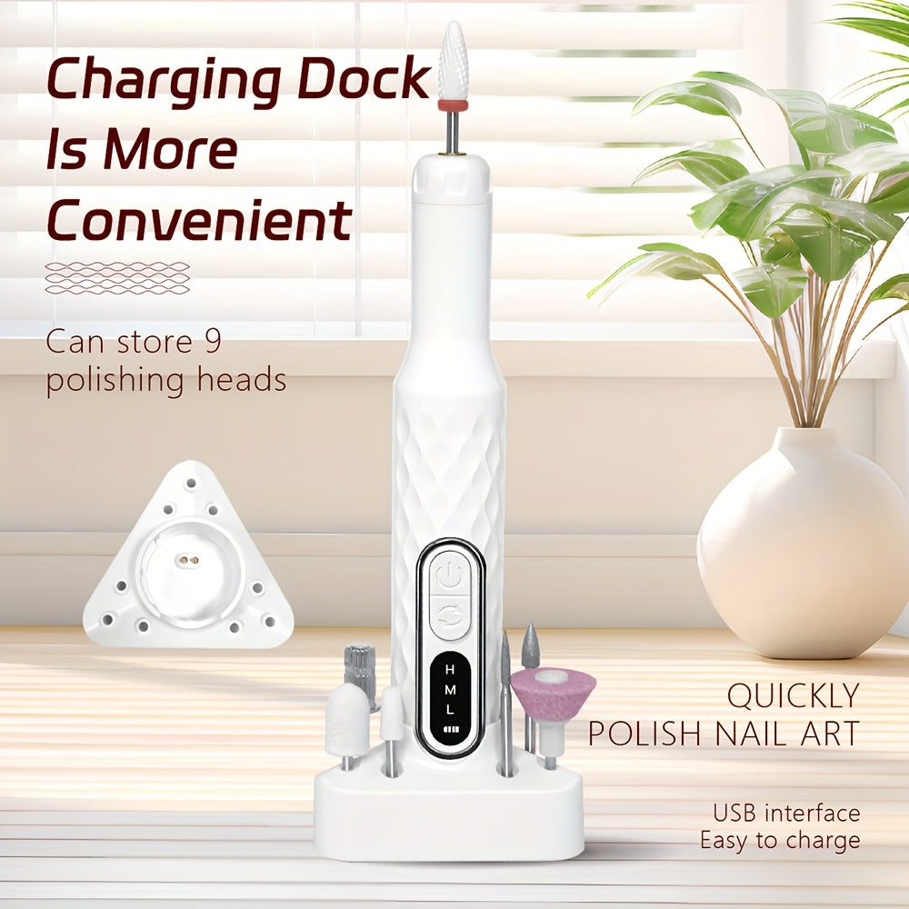 Rechargeable Manicure Grinder Set with Adjustable Modes and Detachable Grinding Heads