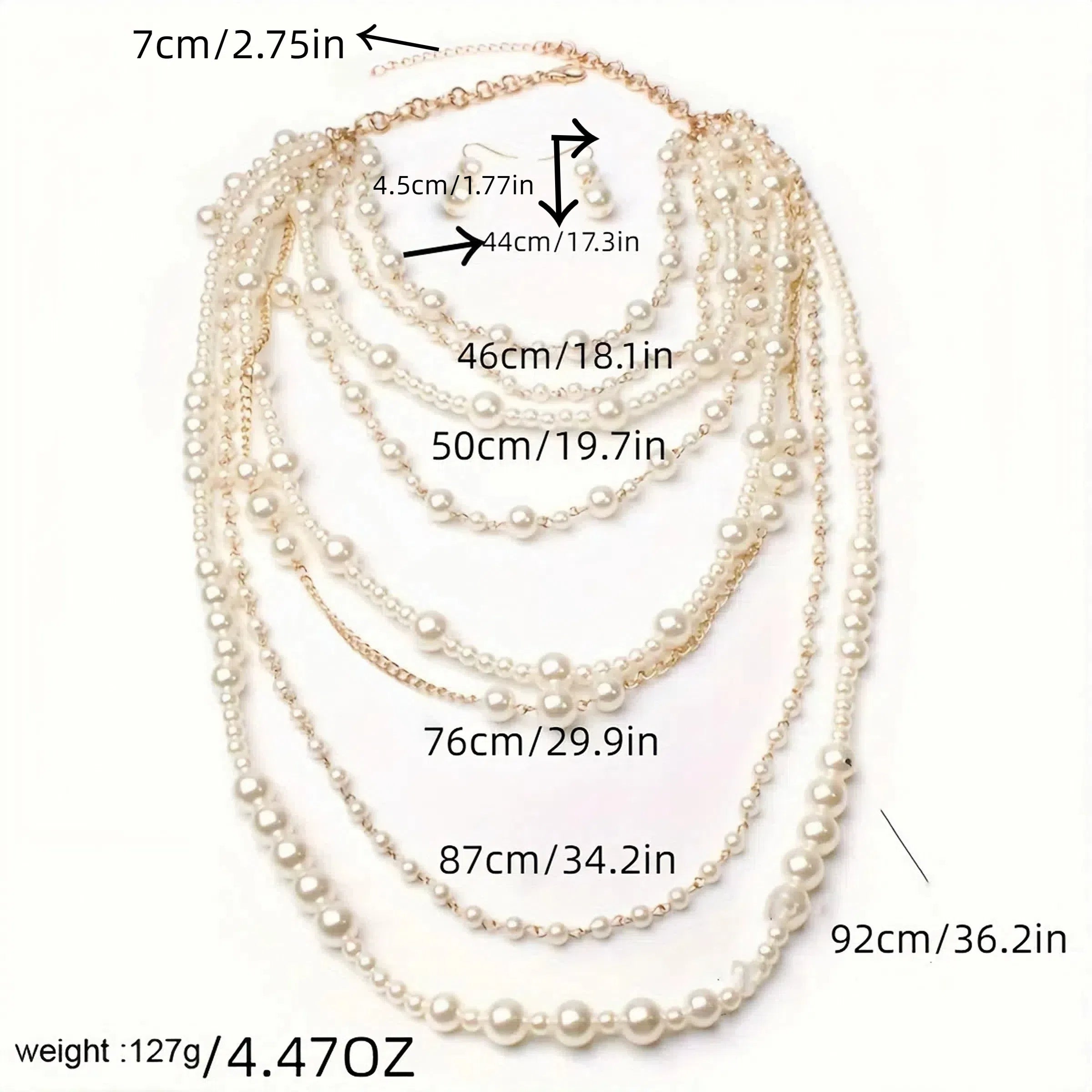 Conjunto de collar largo y pendientes de estilo bohemio con perlas falsas para mujeres