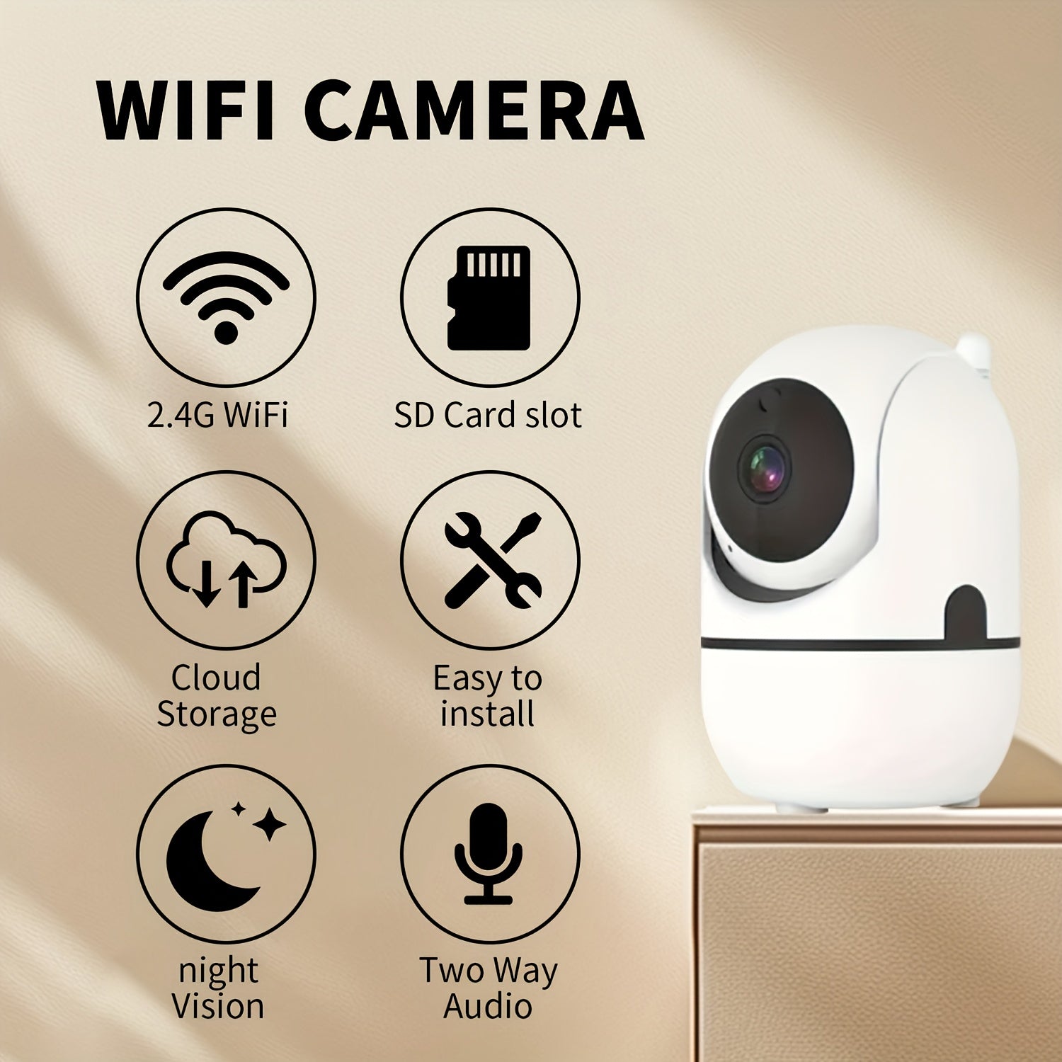 1080P HD Indoor Smart WiFi Security Camera with Two-Way Audio and 355° Rotation