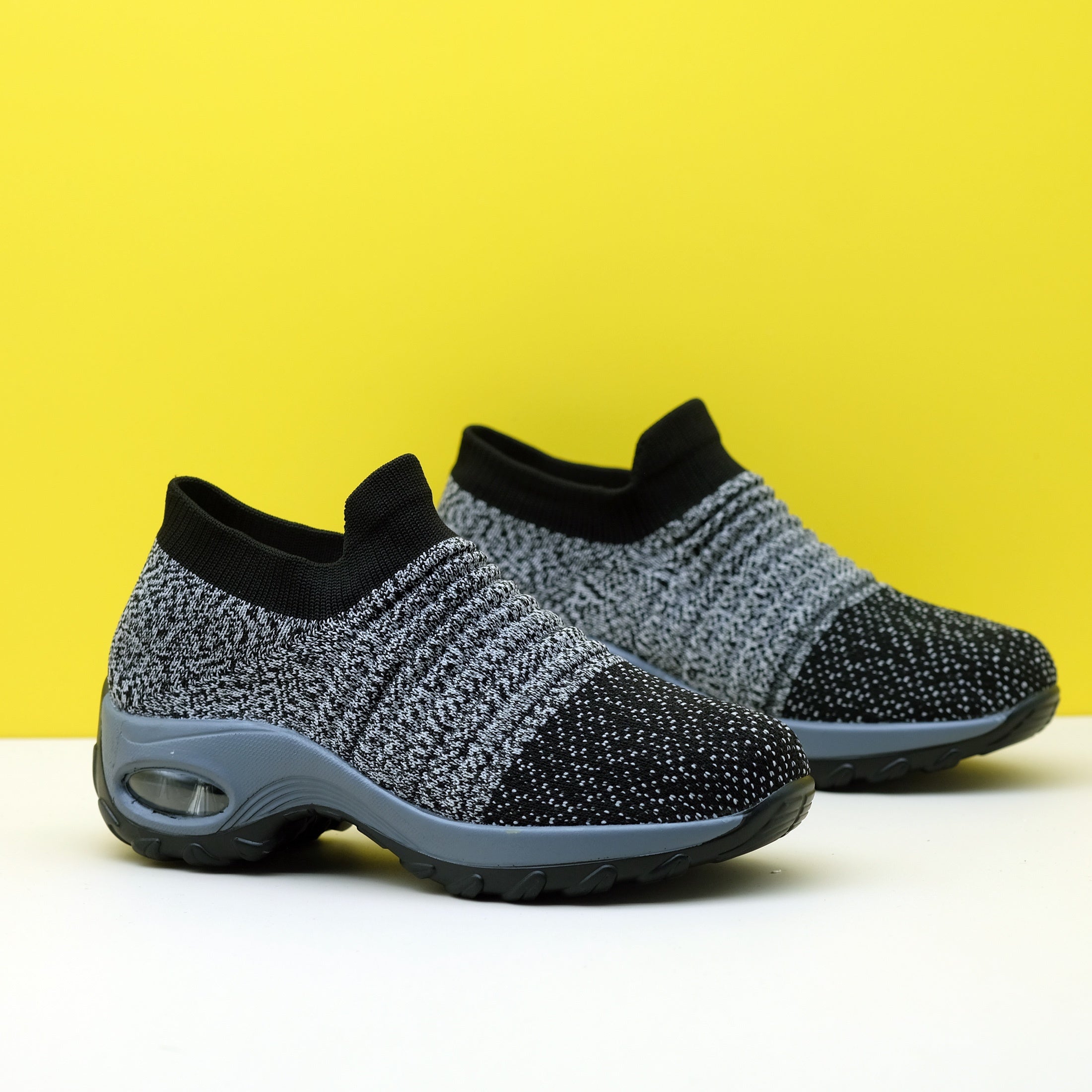 Women's Striped Pattern Chunky Sneakers Casual Slip-On Outdoor Shoes