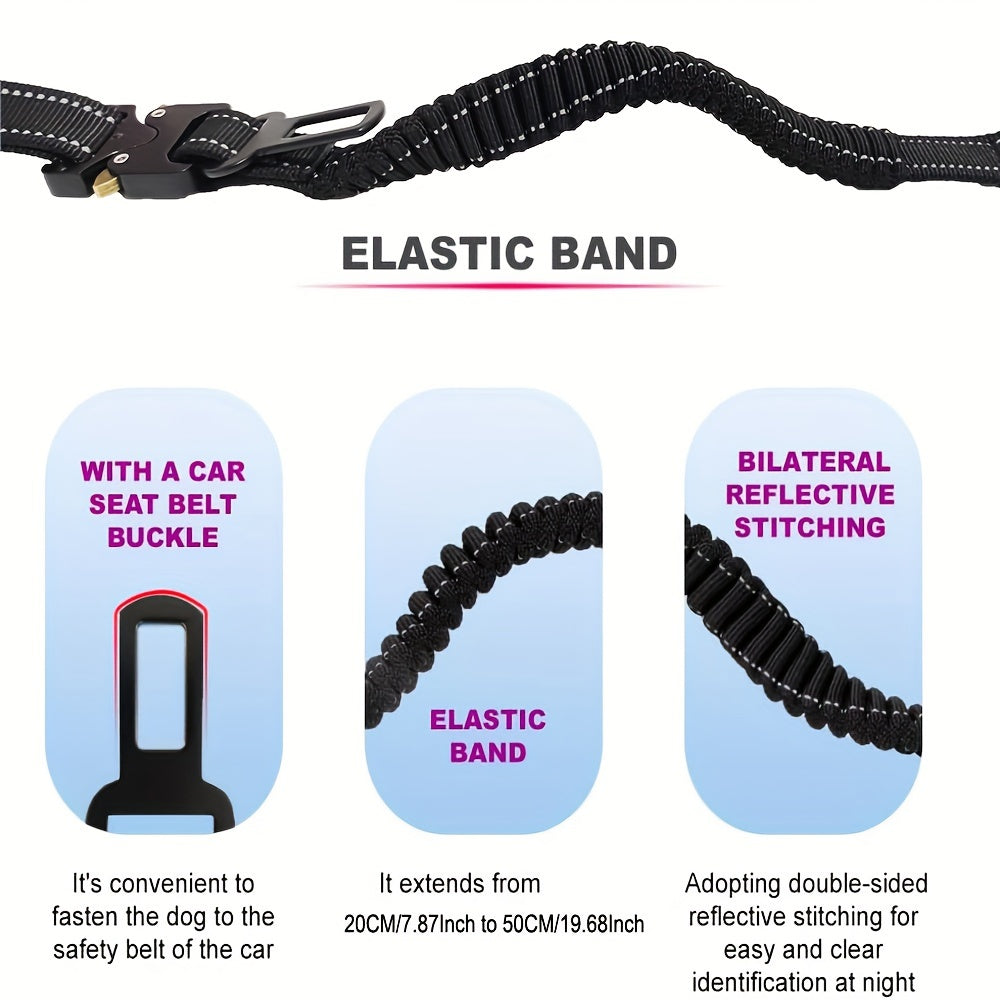 6-in-1 Hands-Free Dog Leash for Medium to Large Dogs 3.05m Striped Polyester Shock Absorbing Bungee