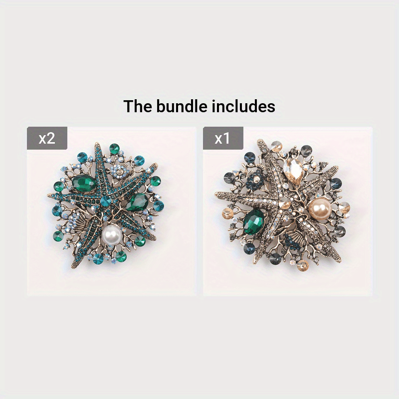Ocean-Themed Starfish Rhinestone Brooch Pin with Faux Pearl Details for Women