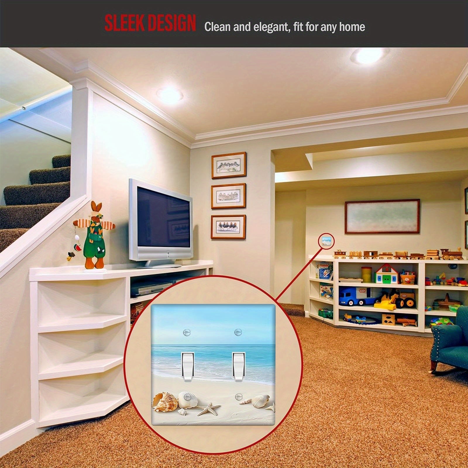 Beach Ocean Theme Light Switch Cover for Bedroom or Bathroom 1 or 2 Gang