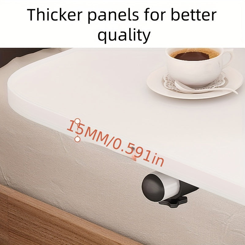 Mesita de noche ajustable en altura y giratoria con tablero de fibra de madera y estructura de metal para dormitorios y hogares