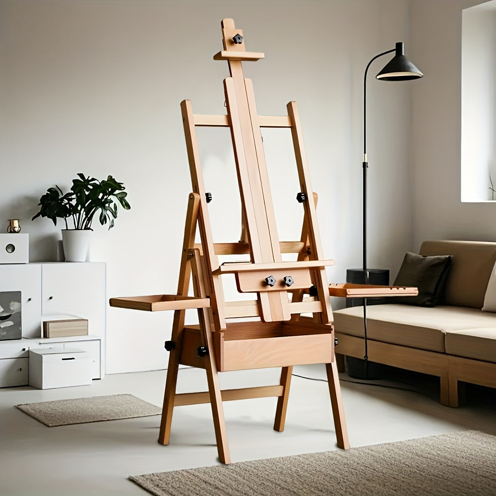 Foldable Beechwood Art Easel with Double Tray for Artists and Studios