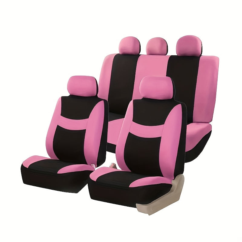 Full Seat Cover Set for 5-Seater Car Polyester Knit Fabric Universal Fit
