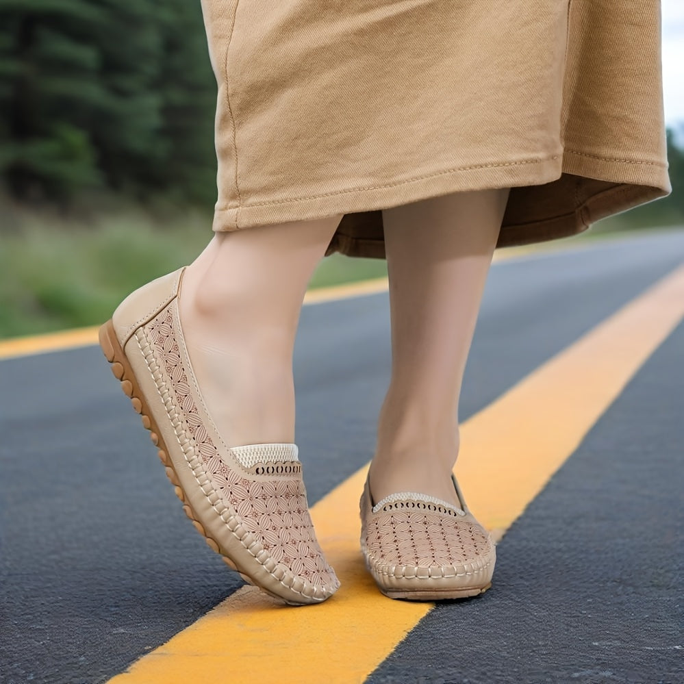 Women's Faux Leather Loafers Casual Slip-On Flats Black Solid