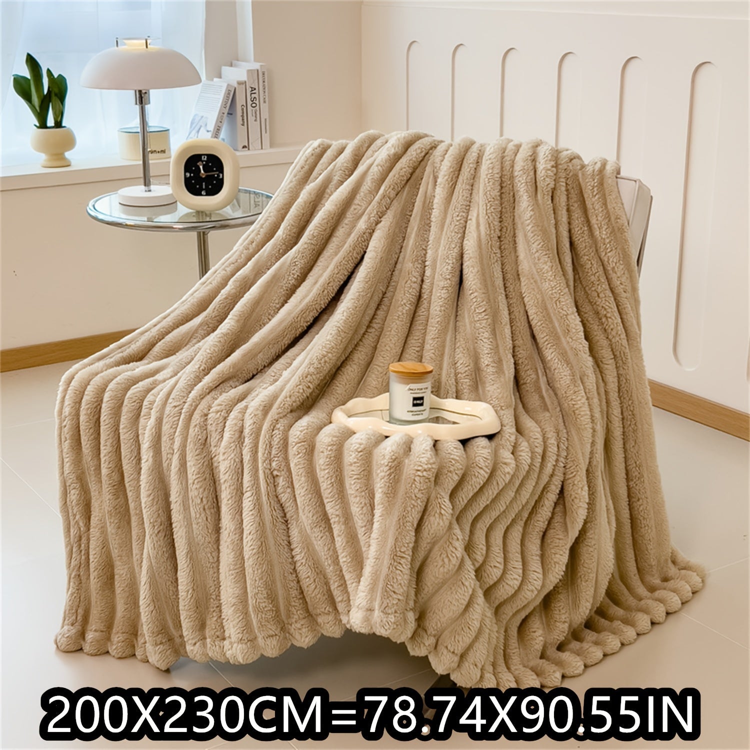 Soft Plush Faux Rabbit Blanket Cozy Warm Stylish for Home and Travel
