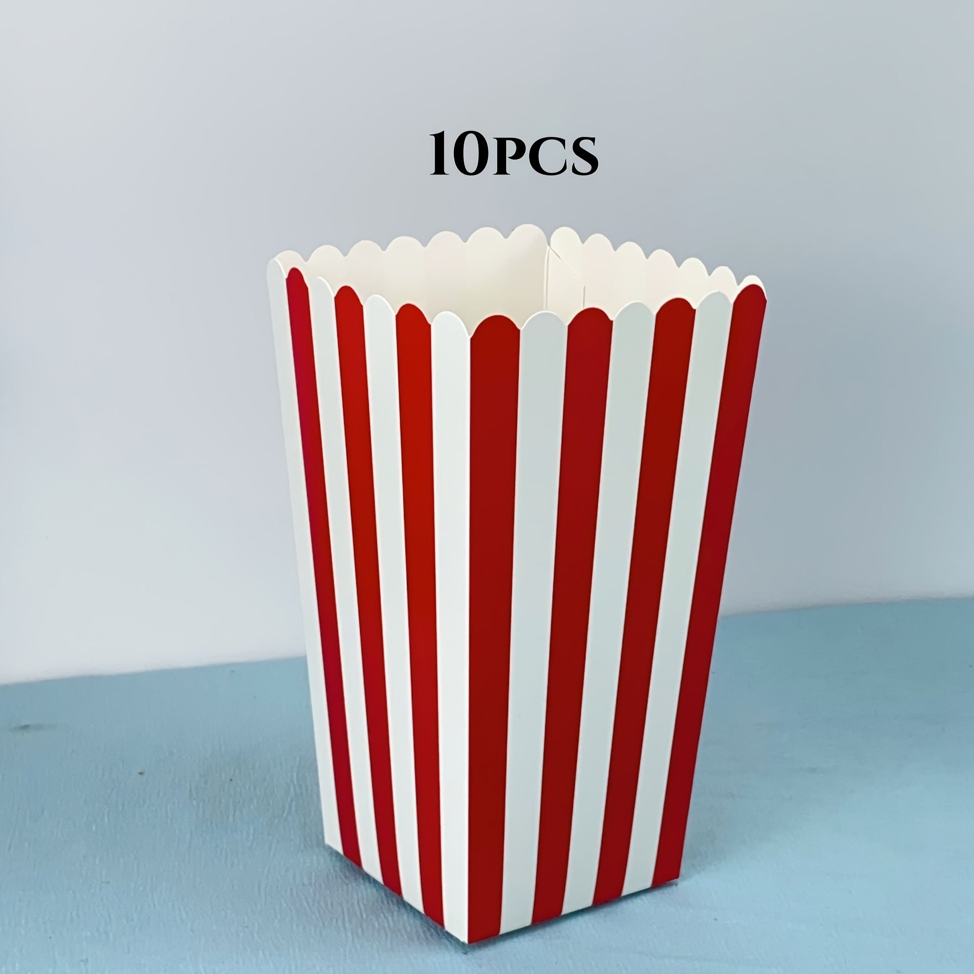 Striped Popcorn Boxes 10-Pack Paper Snack Containers for Movie Nights Parties