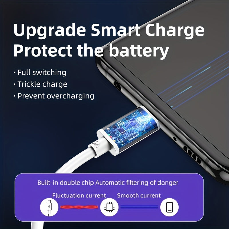 65W USB C Fast Charging Cable for Mobile Phones Data Transfer Durable Flat PVC