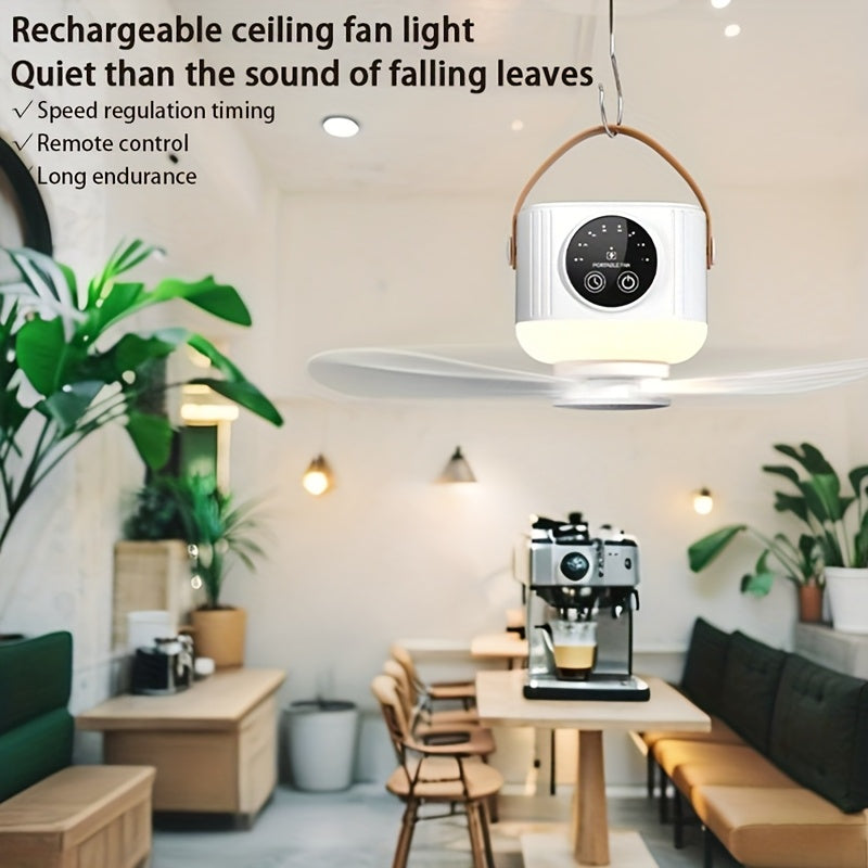 Portable Ceiling and Desk Fan with Wide-Angle Air Supply, USB, Foldable, Outdoor Tripod