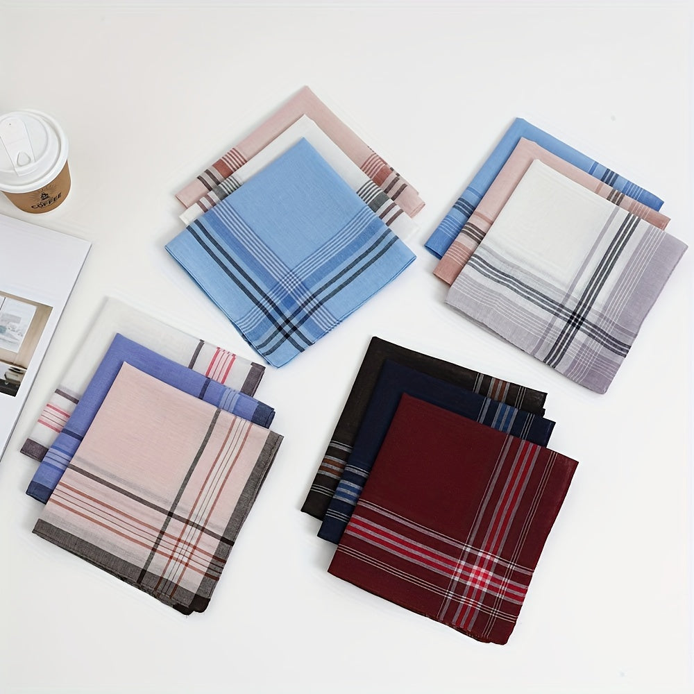 Men's Polyester Plaid Handkerchiefs 12-Pack for Weddings Outdoor Activities
