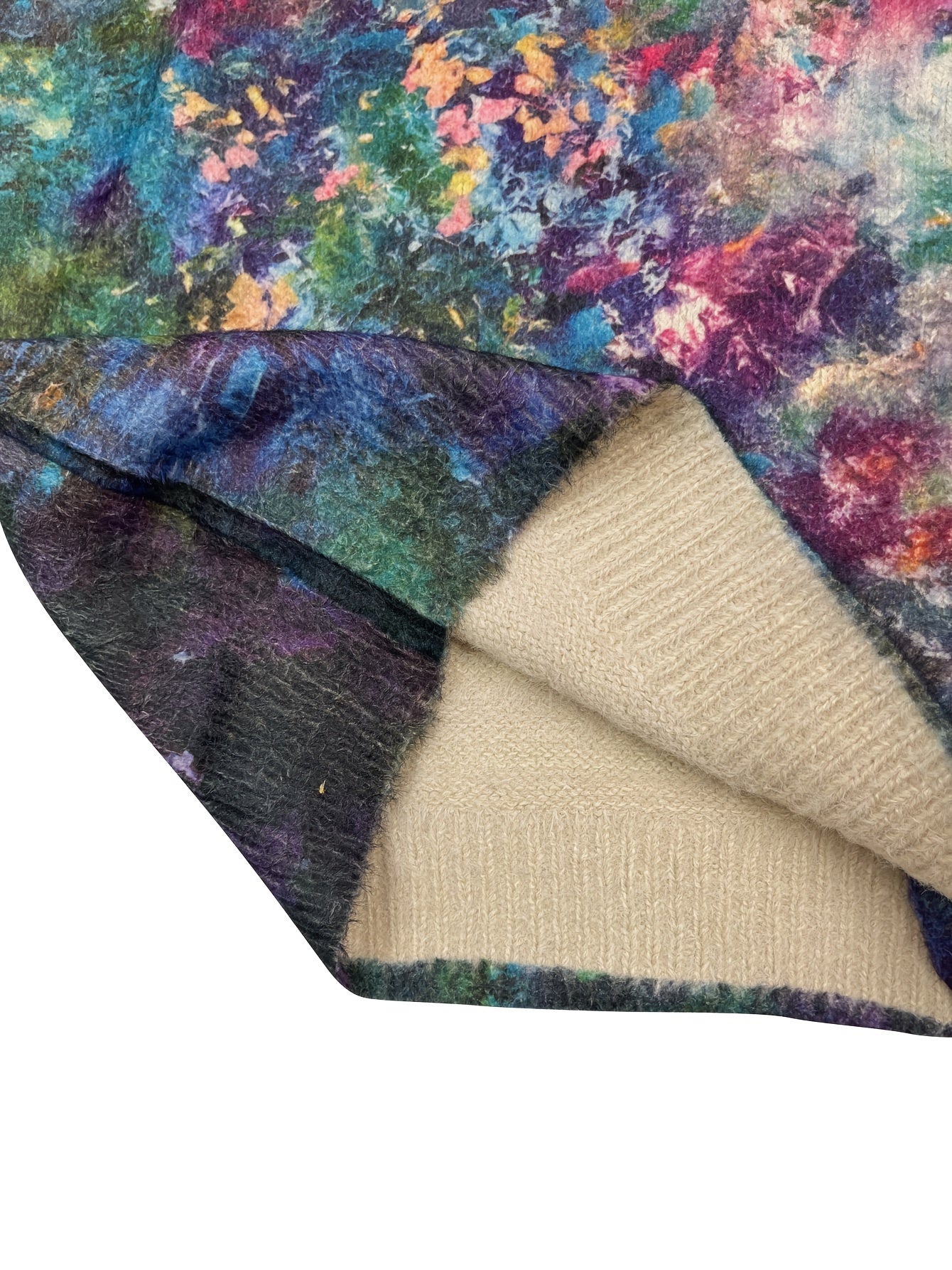 Plus Size Women's V-Neck Cardigan Long Sleeve Abstract Print Sweater