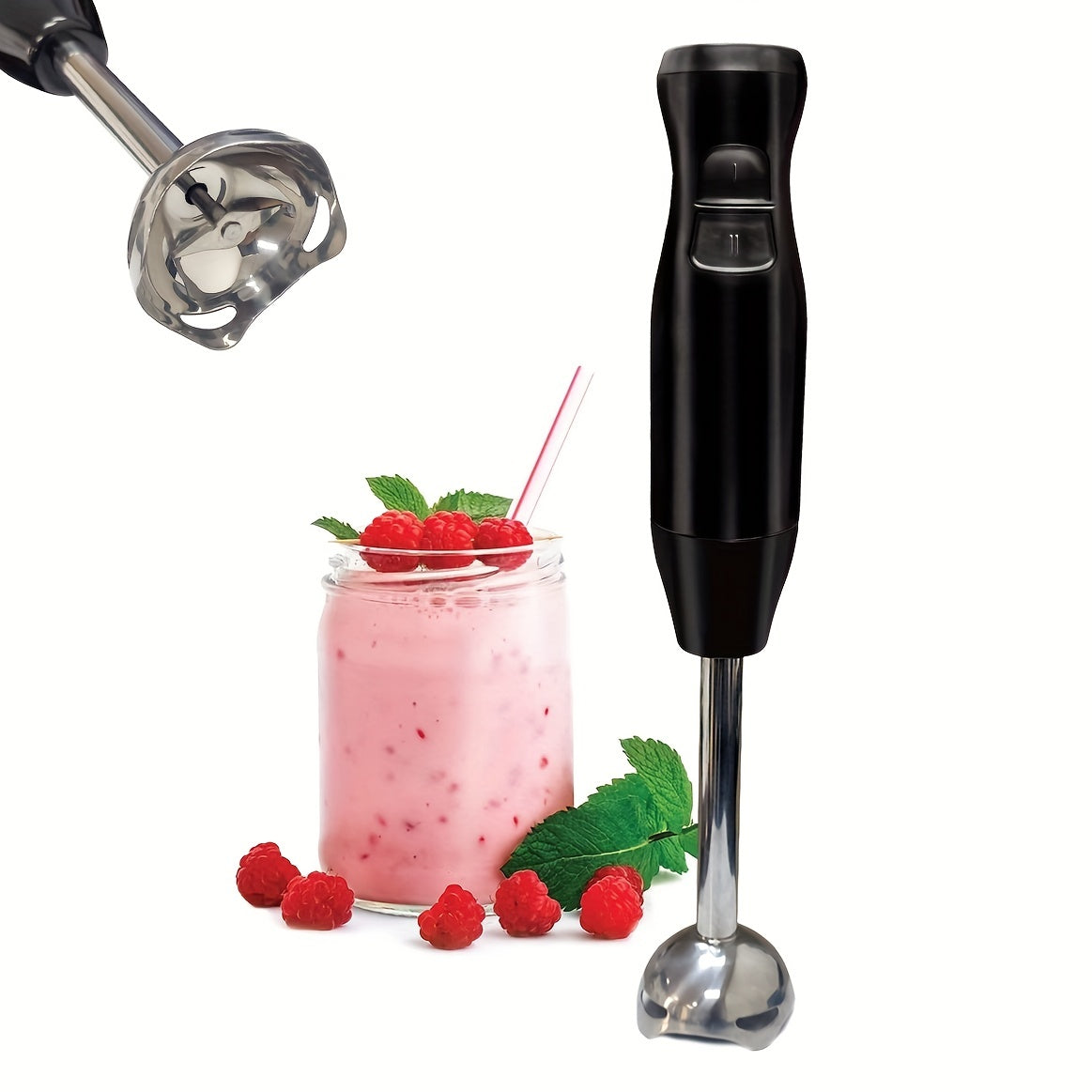 Electric Hand Blender Stainless Steel 2-Speed Food-Grade Immersion Mixer Chopper Ice Crushing