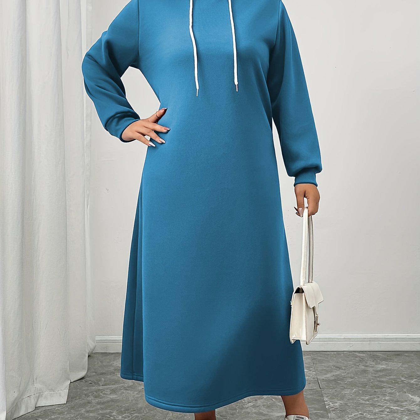 Women's Casual Wool Blend Hooded Dress Maroon Fitted Winter Wear