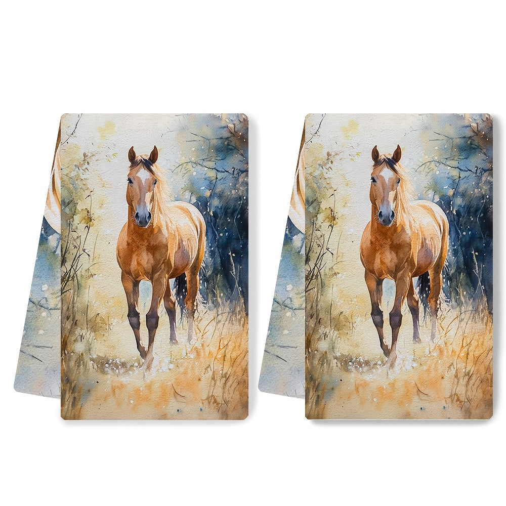Набор из 2 кухонных полотенец Horse Design, 40x60 см, впитывающий полиэстер