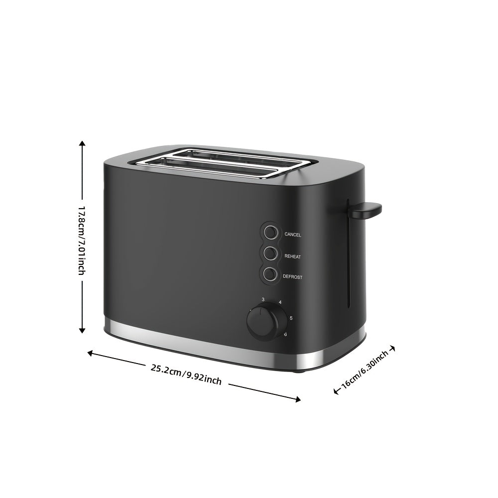 220V Черный тостер для дома, портативный, двухслойный, против заедания, современный дизайн