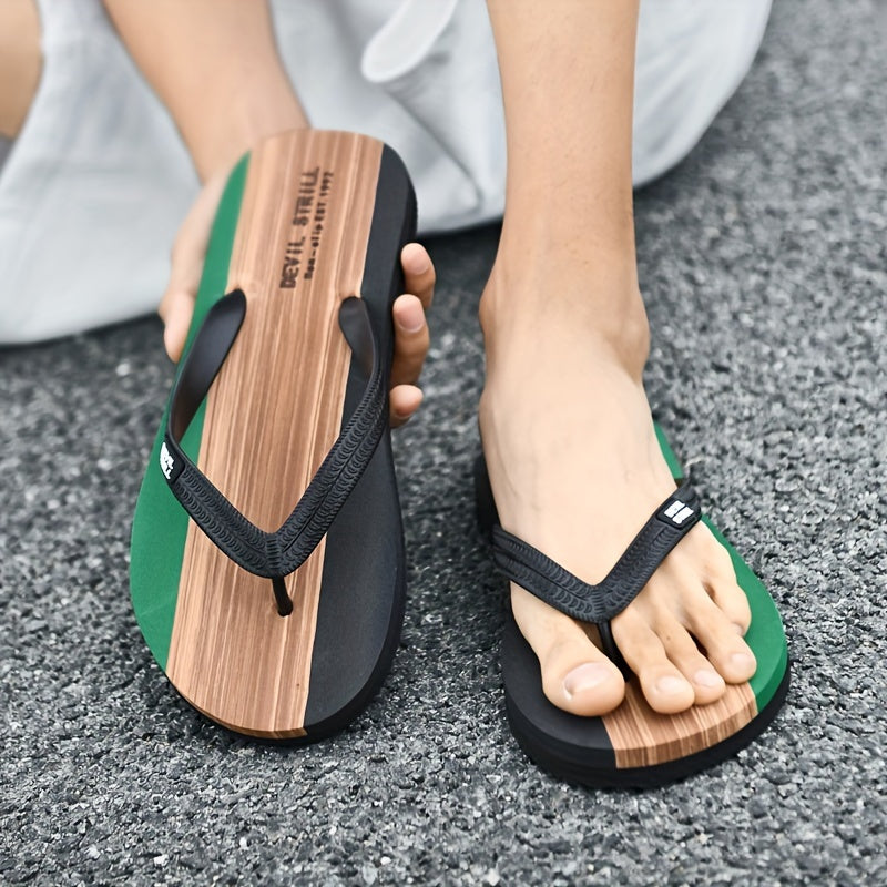 Men's Casual Outdoor Slippers with Rubber Sole Anti-Slip Odorless Sweat-Absorbing EVA Beach Shoes