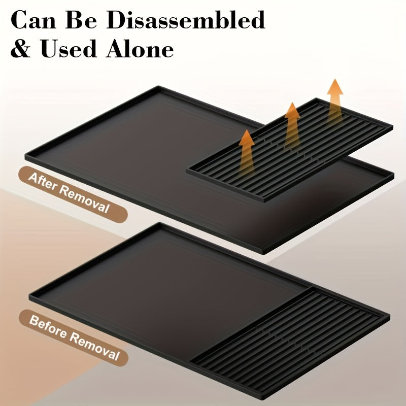 Silicone Coffee Bar Mat Black 59.94cm x 39.88cm Countertop Protector