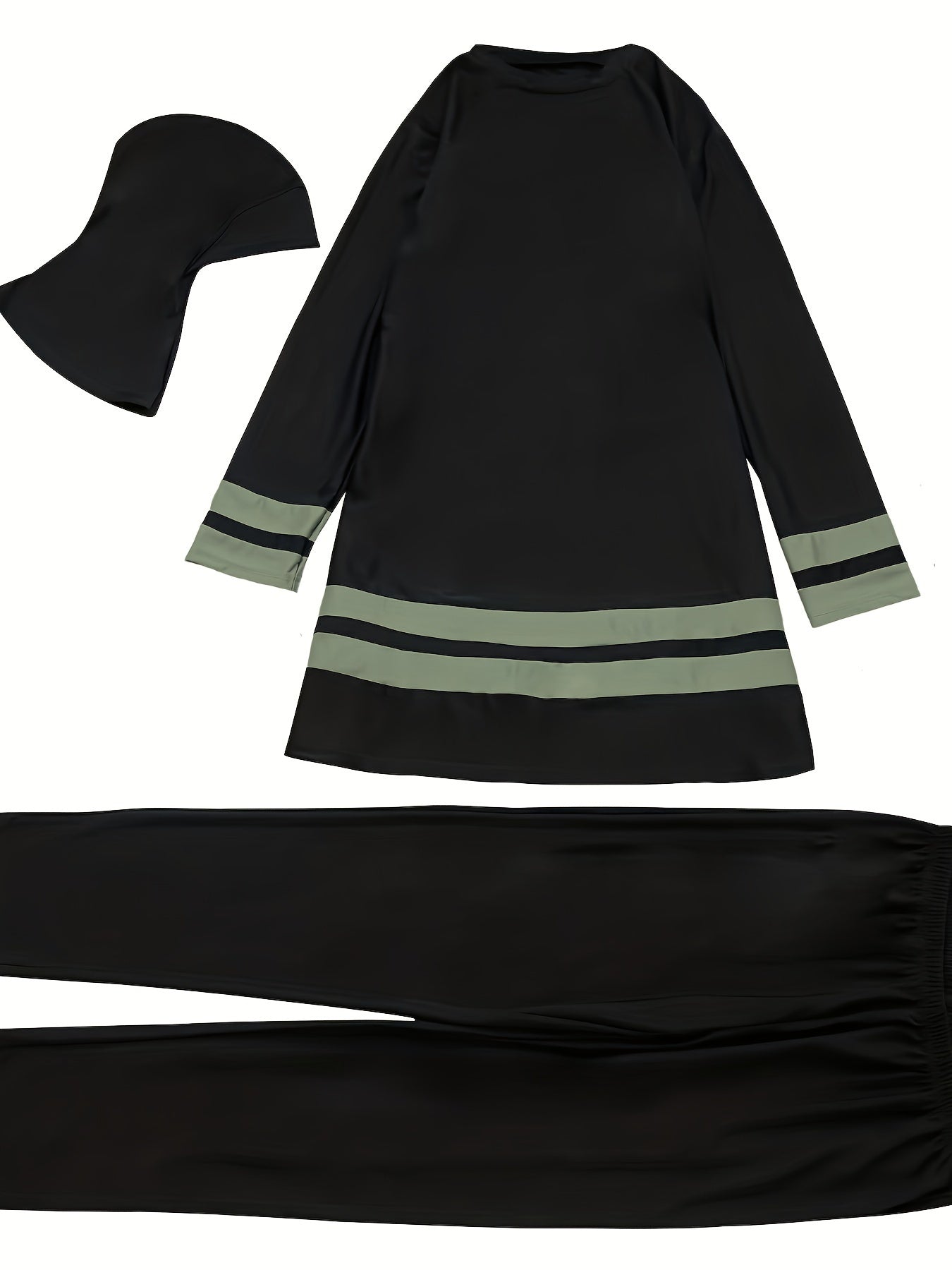 Скромный женский купальник с защитой от солнца, топ и штаны с длинным рукавом, полоски, полиэстер, эластан