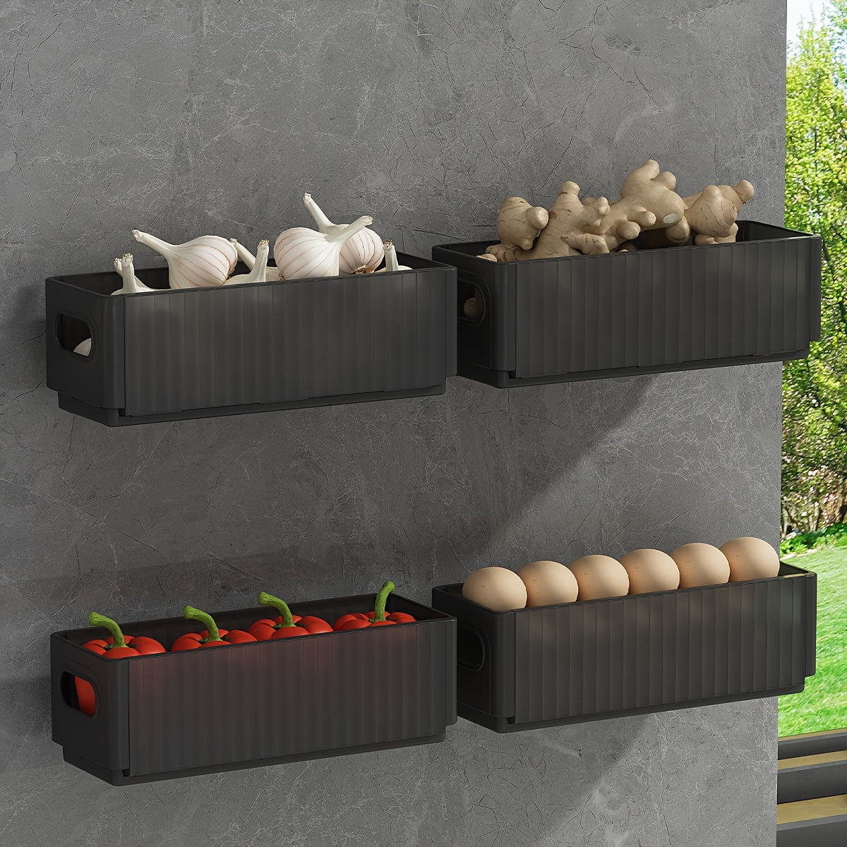 Foldable Plastic Storage Organizer for Cabinets and Walls Kitchen Bathroom Spice Rack