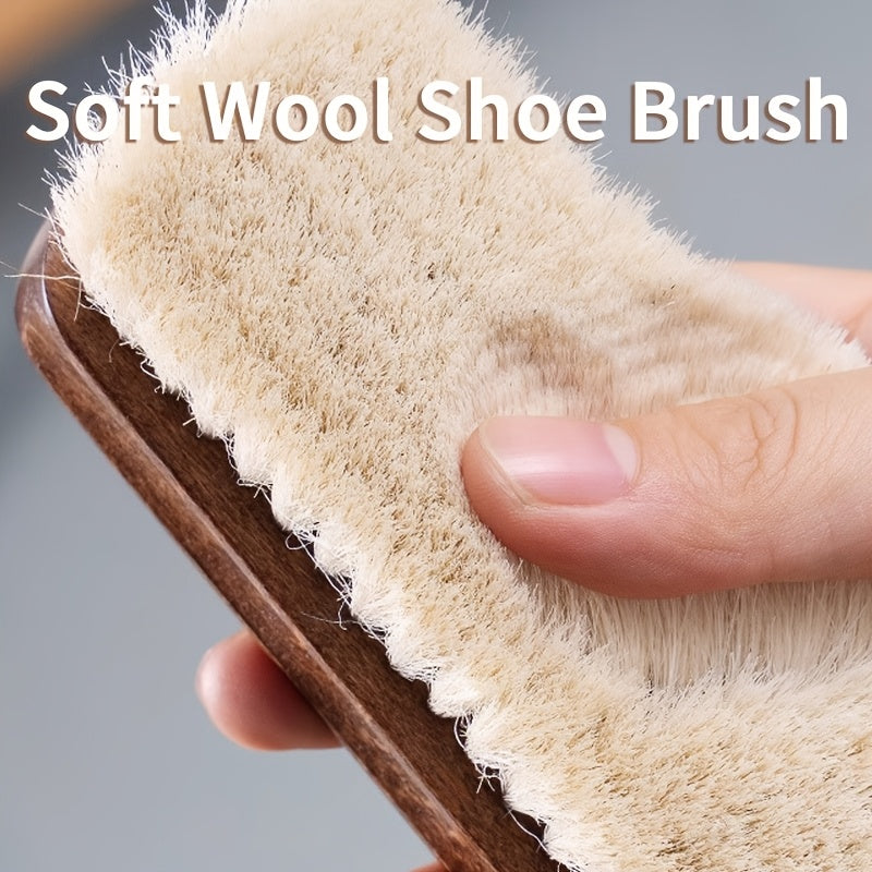 Unisex Wooden Shoe Brush Soft Bristles Leather Care Cleaner