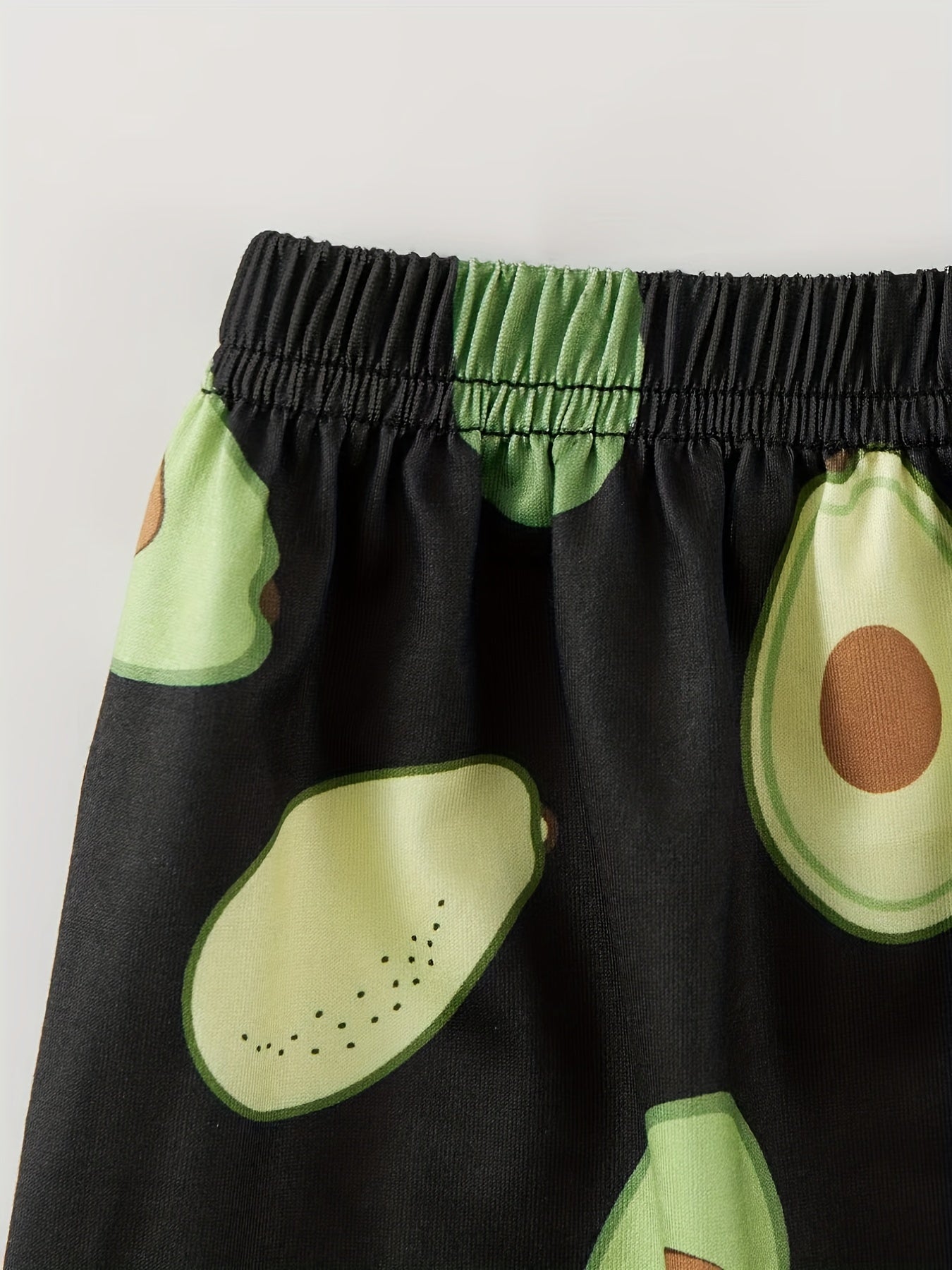 Women's Avocado Print Pajama Set Short Sleeve Top Elastic Waist Shorts and Pants