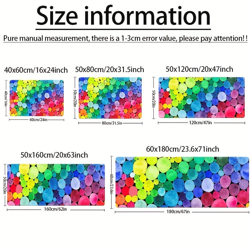 Alfombra de área de piedra arcoíris 3D en 5 tamaños, antideslizante, absorbente de agua, para cocina y baño, pasillo