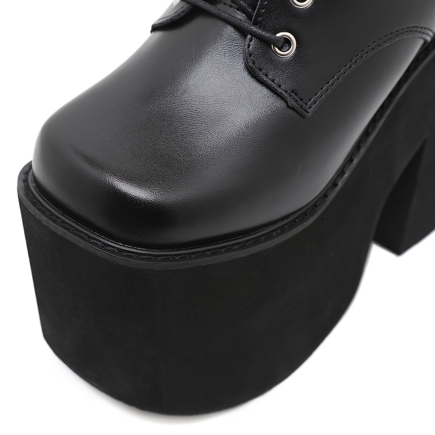 Women's Punk Platform Ankle Boots Solid Color Zipper Motorcycle Shoes