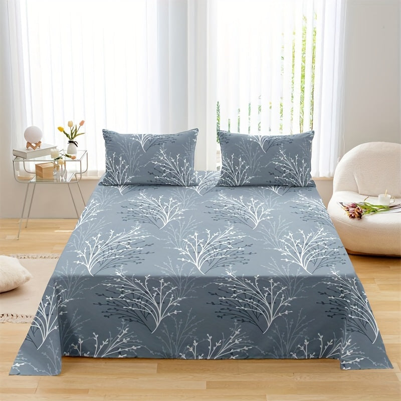 4-Piece Floral Polyester Bedding Set for Twin Queen King Size All-Season with Pillowcases